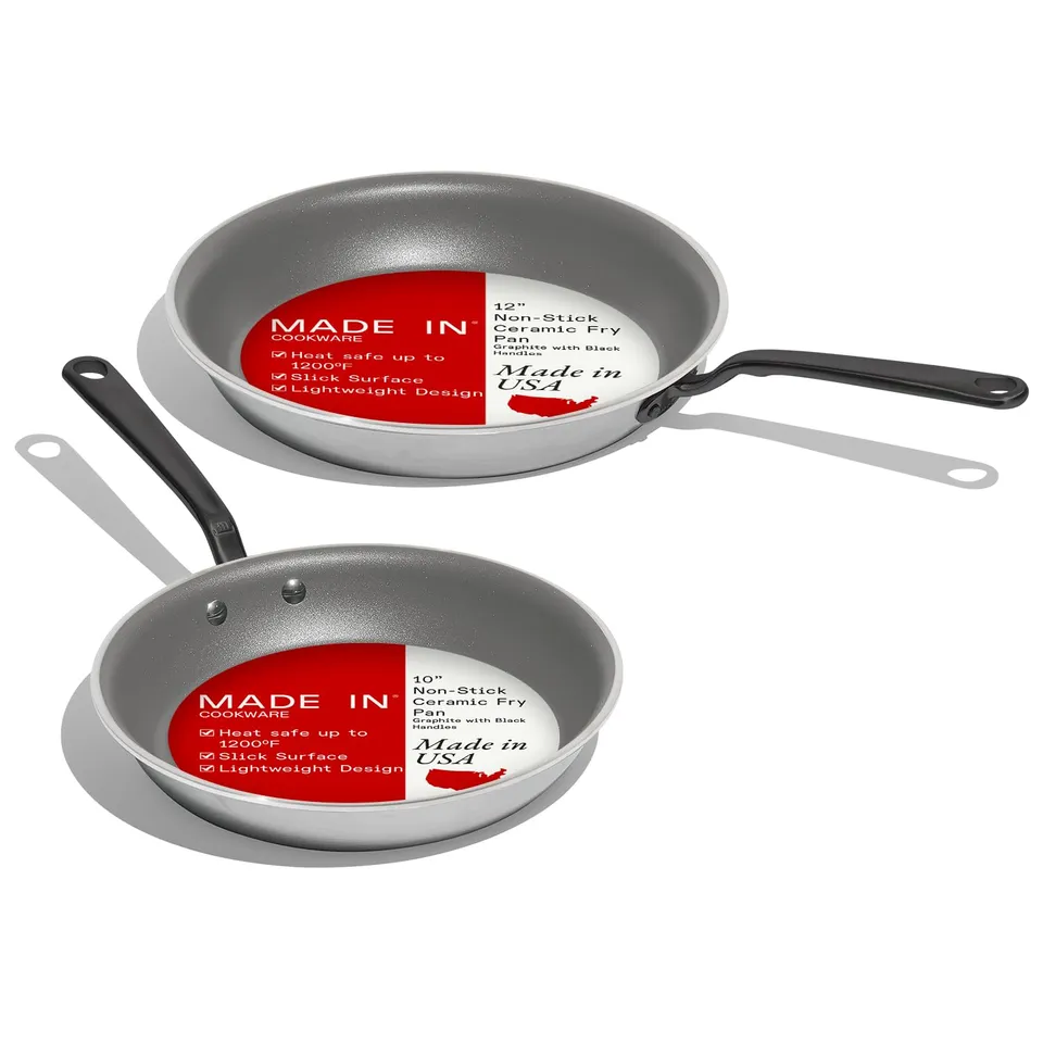 made-in-ceramiclad-2-piece-nonstick-ceramic-frying-pan-set-10-12-5-ply-stainless image 1