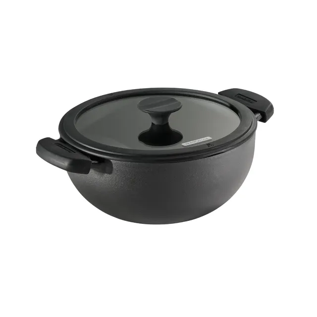 tramontina-utsava-pre-seasoned-cast-iron-kadai-with-lid-disamatic-cast-stone-gro image 1