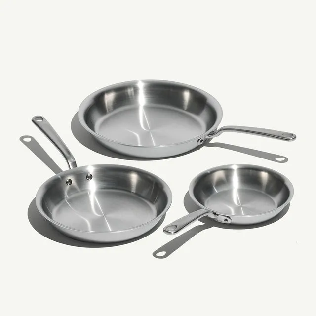 made-in-stainless-clad-frying-pan-set-3-piece-5-ply-professional-skillet-set image 1