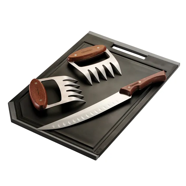 tramontina-churrasco-bbq-4-piece-carving-knife-cutting-board-and-shredding-claws image 1