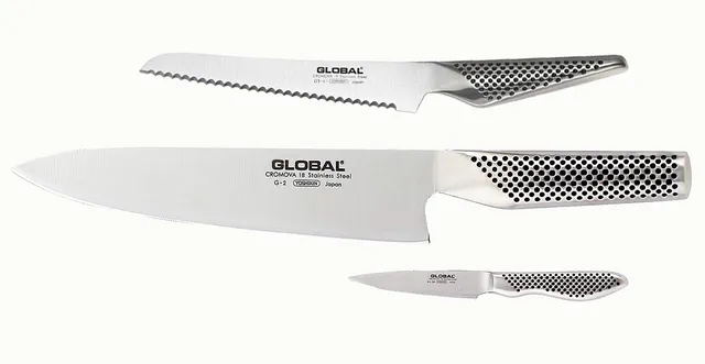 global-g-23861-classic-3-piece-stainless-steel-knife-set-with-cromova-18-blades image 1