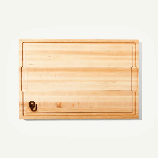 made-in-university-of-oklahoma-maple-wood-butcher-block-laser-engraved-sooners-l image 1