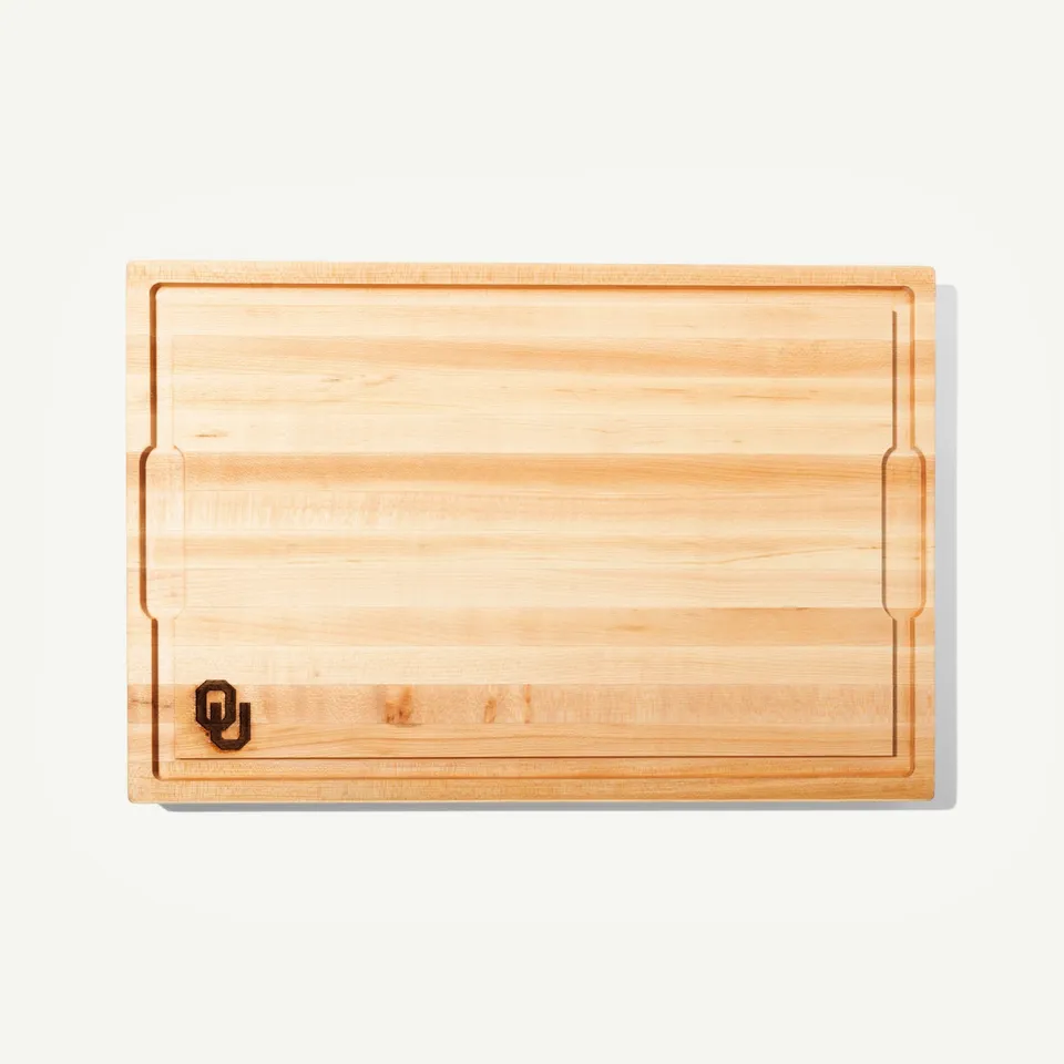 made-in-university-of-oklahoma-maple-wood-butcher-block-laser-engraved-sooners-l image 1