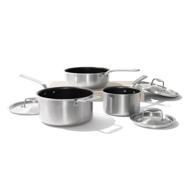 made-in-6-piece-procoat-nonstick-saucepan-set-with-lids-5-ply-stainless-clad-inc image 1