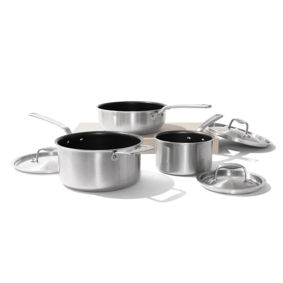 made-in-6-piece-procoat-nonstick-saucepan-set-with-lids-5-ply-stainless-clad-inc image 1