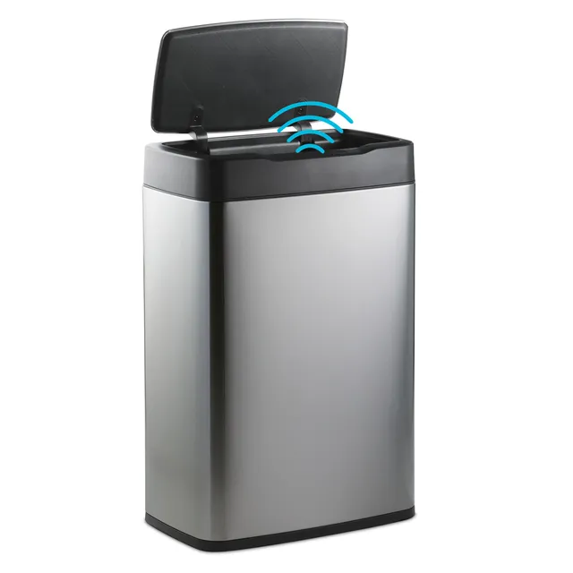 tramontina-13-gallon-stainless-steel-sensor-trash-bin-with-motion-activated-lid image 1