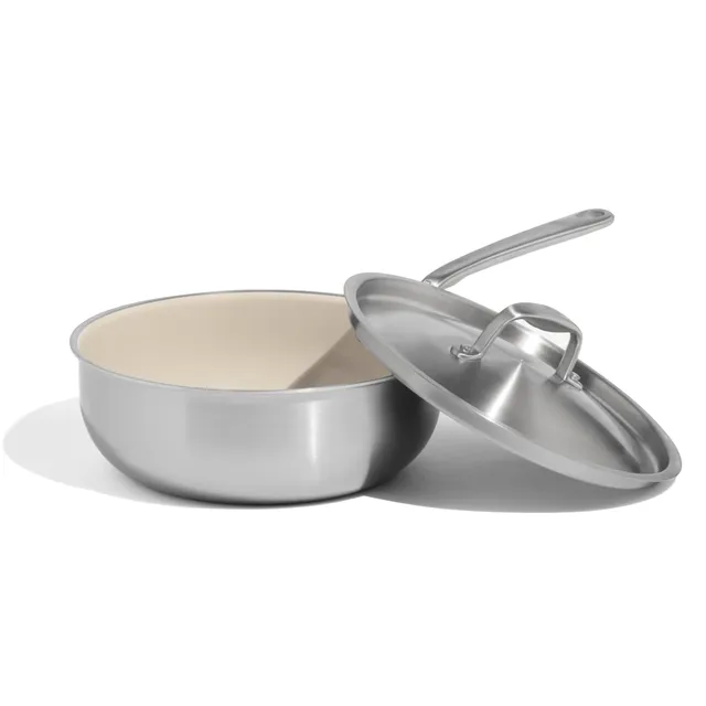 made-in-3-qt-ceramiclad-non-stick-saucier-with-lid-stainless-handle-5-ply-stainl image 1
