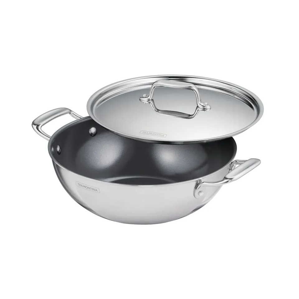 tramontina-utsava-tri-ply-clad-covered-kadai-with-ceramic-interior image 1