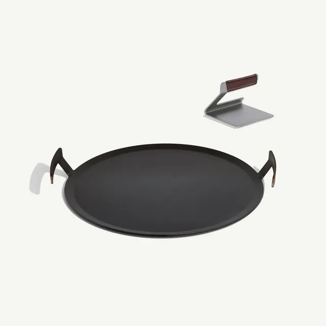 made-in-round-carbon-steel-griddle-set-with-grill-press-4mm-professional-carbon- image 1