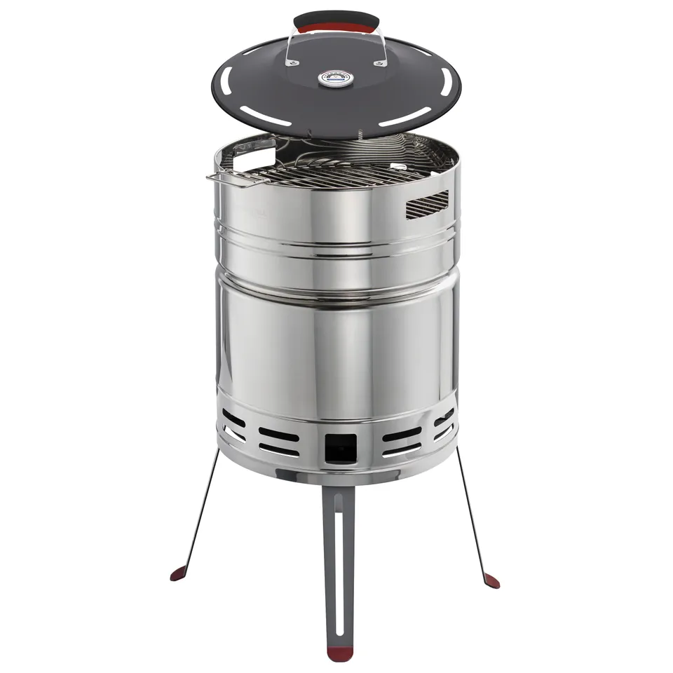 tramontina-15-5-inch-stainless-steel-round-bbq-charcoal-grill-with-lid-and-stand image 1