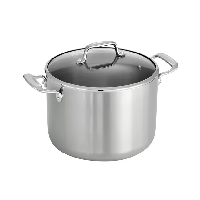 tramontina-gourmet-tri-ply-clad-8-quart-stainless-steel-covered-stock-pot-with-g image 1