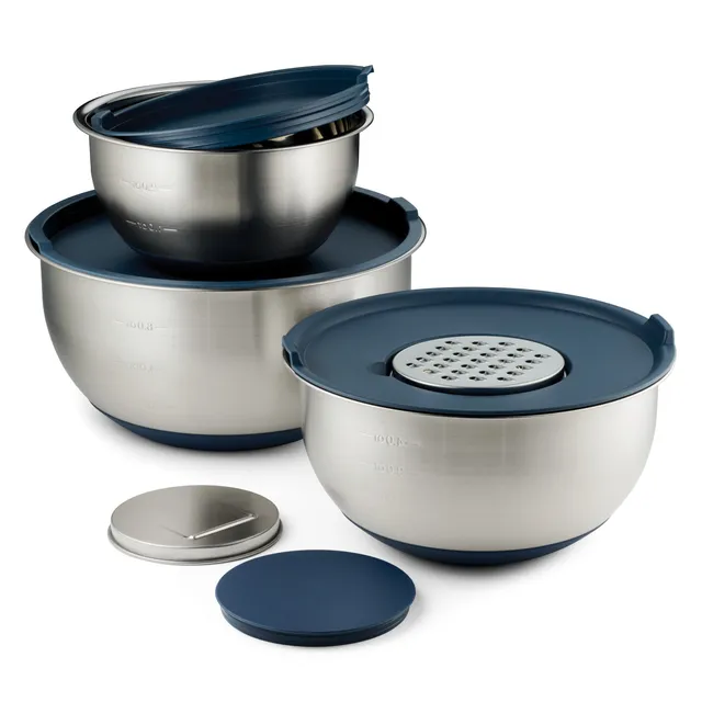 tramontina-8-piece-stainless-steel-mixing-bowl-grater-set-with-lids-and-silicone image 1