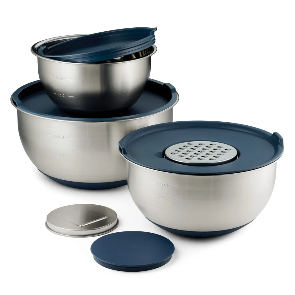 tramontina-8-piece-stainless-steel-mixing-bowl-grater-set-with-lids-and-silicone image 1