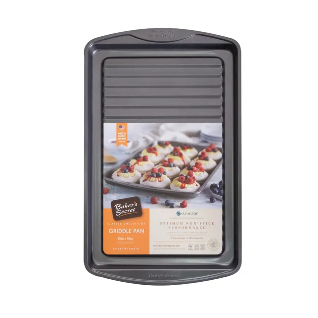 baker-s-secret-non-stick-carbon-steel-grill-pan-15-x-10-stovetop-griller-pan-wit image 1