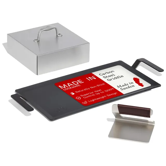 made-in-carbon-steel-griddle-and-grill-press-set-with-half-lid-sweden-made-induc image 1