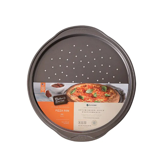 baker-s-secret-classic-14-non-stick-carbon-steel-pizza-pan-crisper image 1