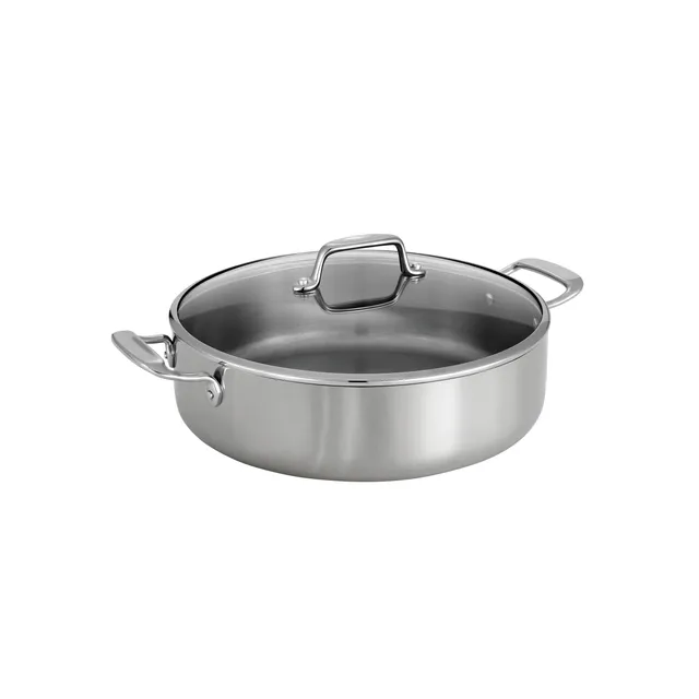 tramontina-gourmet-tri-ply-clad-6-quart-stainless-steel-covered-braiser-with-tem image 1