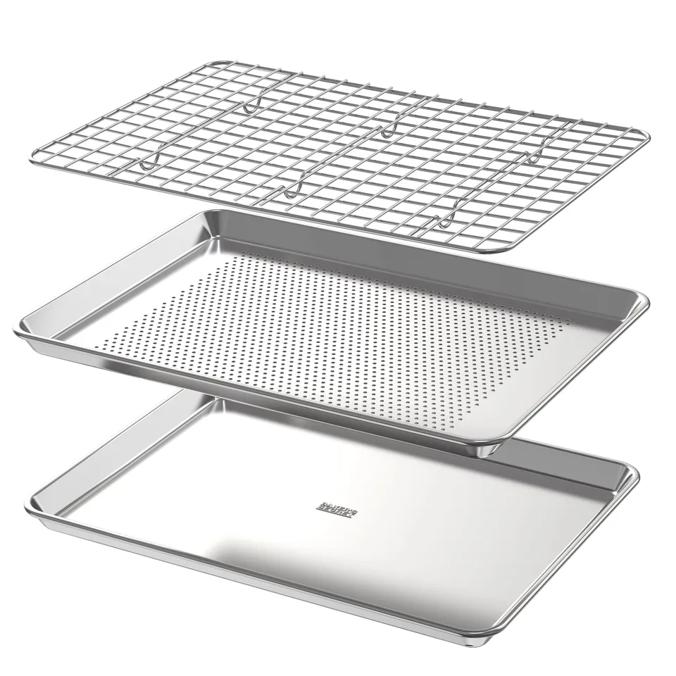 baker-s-secret-18-cookie-sheet-and-perforated-sheet-set-100-recycled-aluminum-ba image 1