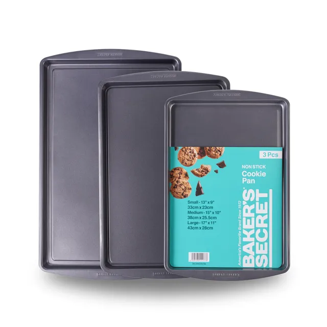 baker-s-secret-3-piece-nonstick-cookie-sheet-set-carbon-steel-baking-sheets-oven image 1