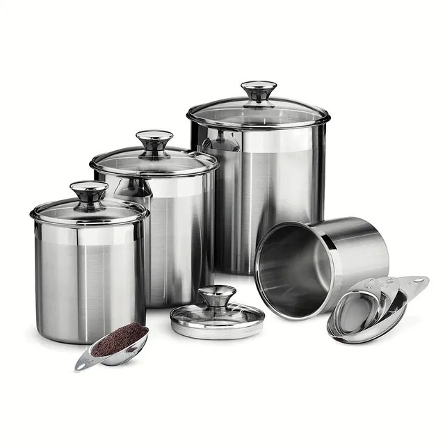 tramontina-gourmet-8-piece-stainless-steel-covered-canister-and-scoop-set-18-10- image 1