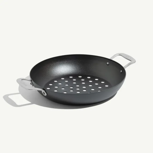 made-in-seasoned-carbon-steel-grill-basket-53-perforation-high-heat-grilling-bas image 1