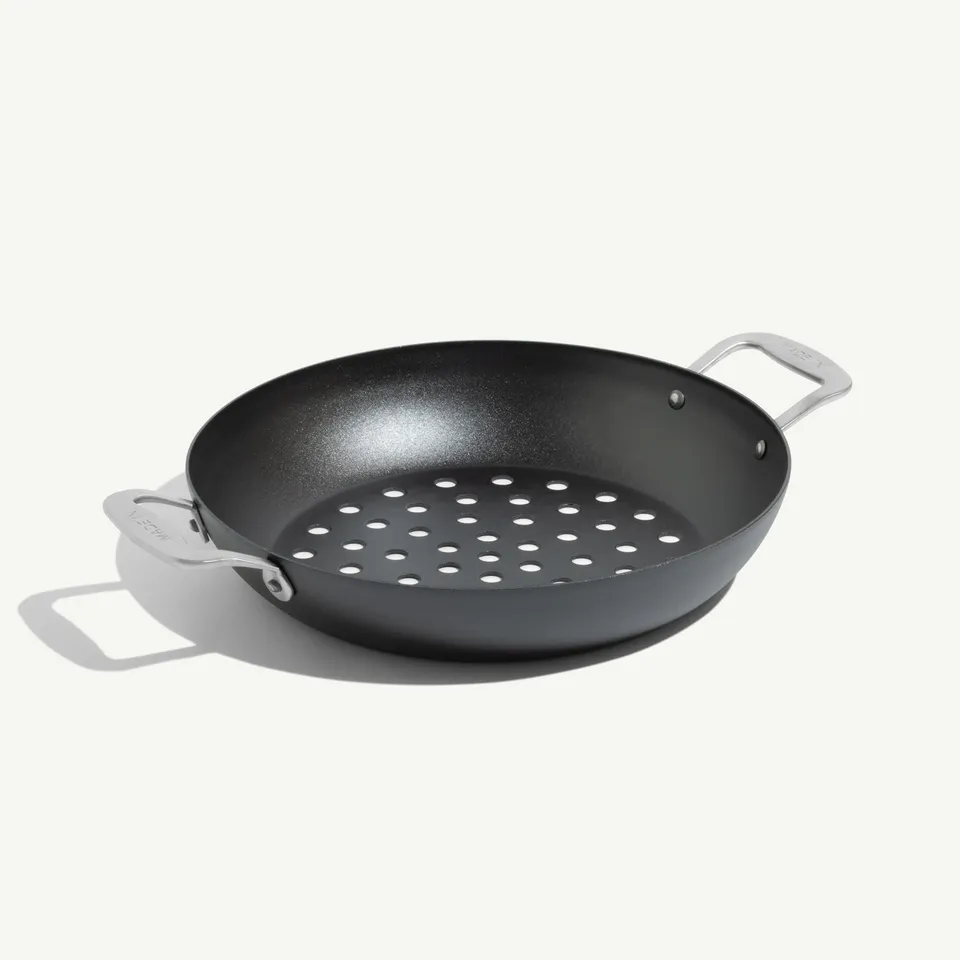 made-in-seasoned-carbon-steel-grill-basket-53-perforation-high-heat-grilling-bas image 1