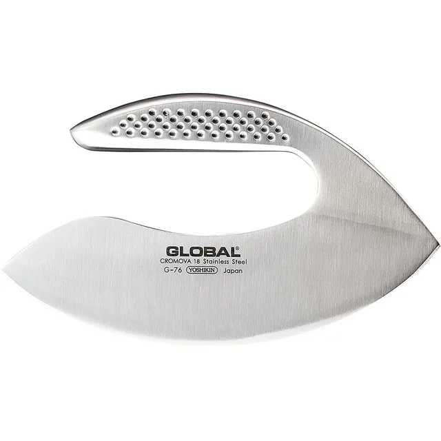 global-g-76-7-inch-stainless-steel-herb-chopper-double-blade-cromova-18-mezzalun image 1