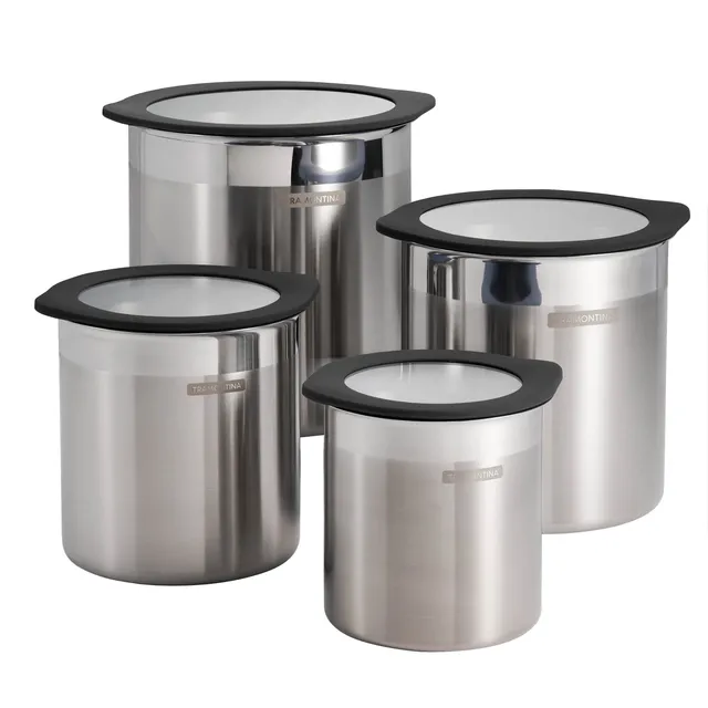 tramontina-4-piece-stainless-steel-canister-set-with-airtight-tempered-glass-lid image 1