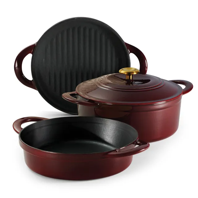 tramontina-4-piece-stackable-enamel-cast-iron-cookware-set-with-universal-lid-an image 1