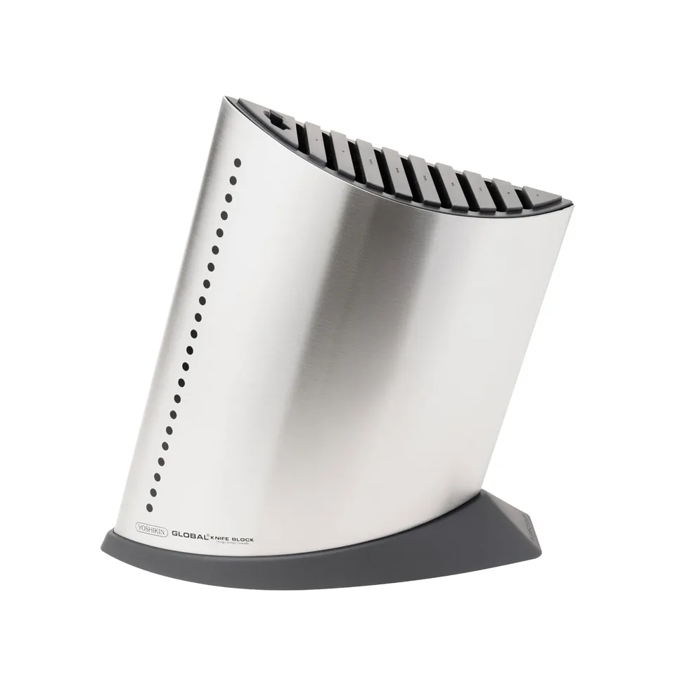 global-gkb-52-10-ship-shape-knife-block-stainless-steel-10-slot-contemporary-kni image 1