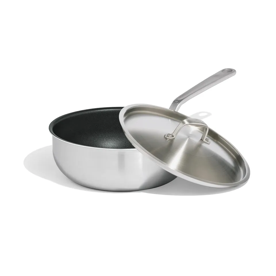 made-in-3-qt-procoat-non-stick-saucier-with-lid-5-ply-stainless-clad-induction-c image 1