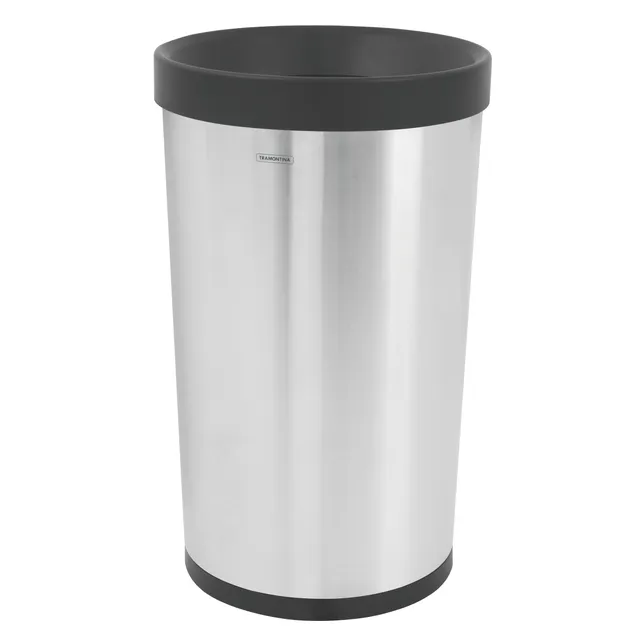 tramontina-13-gallon-stainless-steel-open-top-round-trash-bin image 1