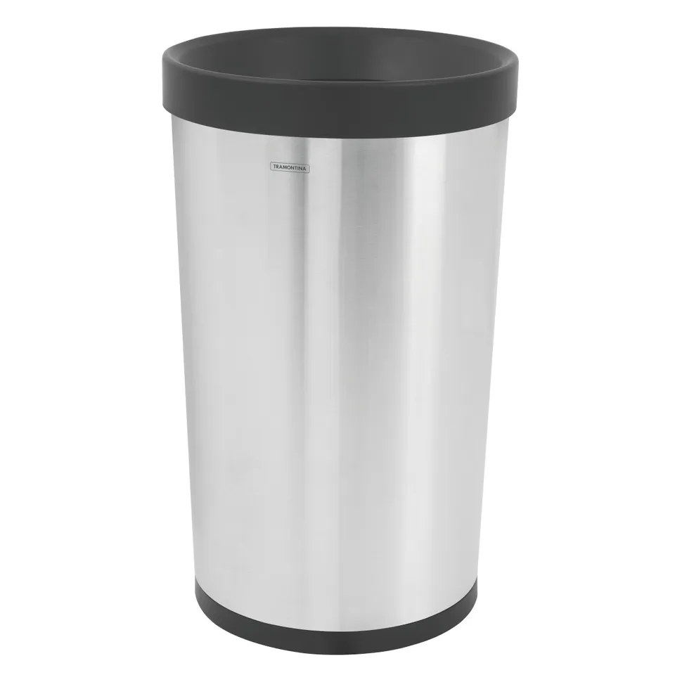 tramontina-13-gallon-stainless-steel-open-top-round-trash-bin image 1