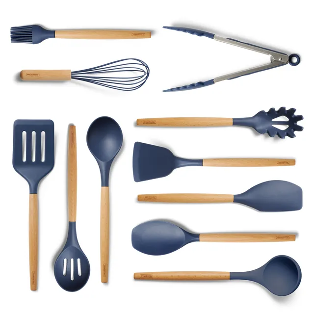 tramontina-11-piece-bpa-free-silicone-kitchen-utensil-set-with-beech-wood-handle image 1
