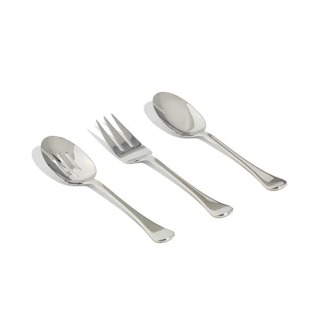 made-in-stainless-steel-serving-utensil-set-fork-spoon-and-slotted-spoon-dishwas image 1