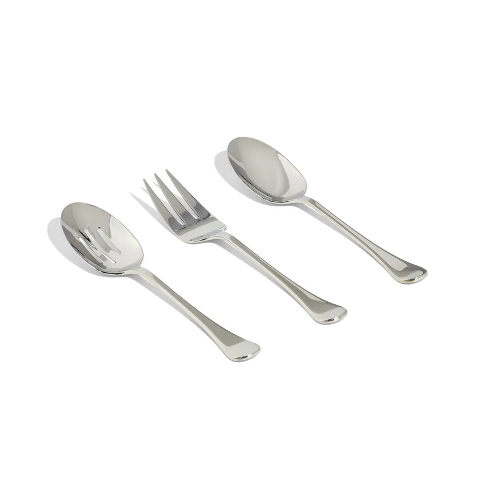 made-in-stainless-steel-serving-utensil-set-fork-spoon-and-slotted-spoon-dishwas image 1