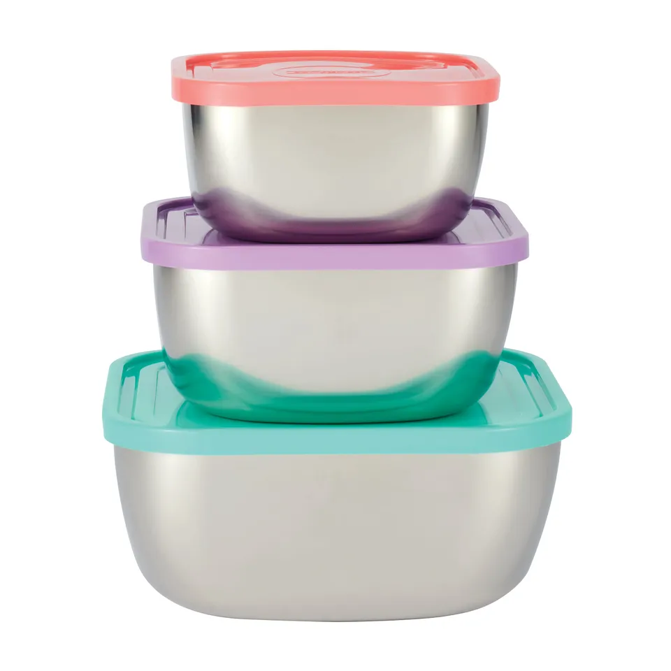 tramontina-6-piece-stainless-steel-covered-square-container-set-multi-color-lids image 1