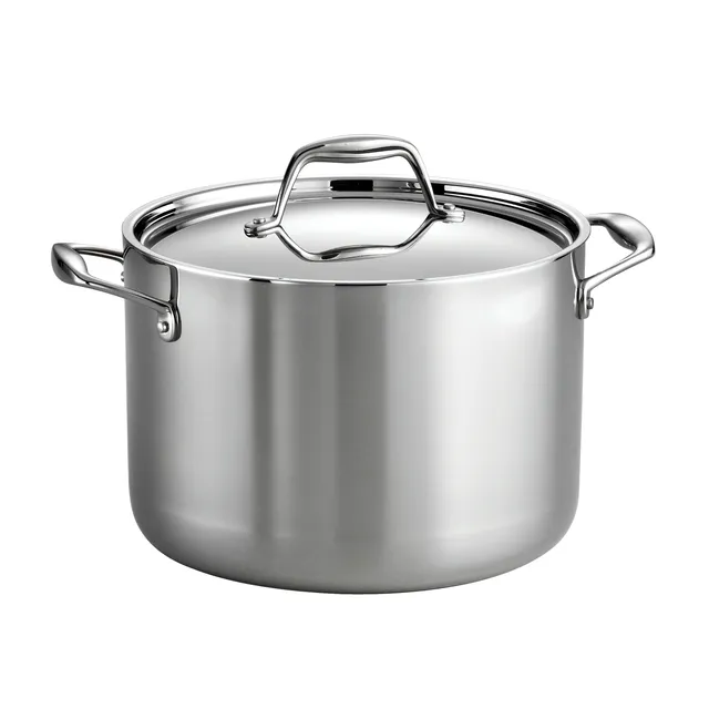 tramontina-signature-8-quart-tri-ply-clad-stainless-steel-covered-stock-pot-pfoa image 1
