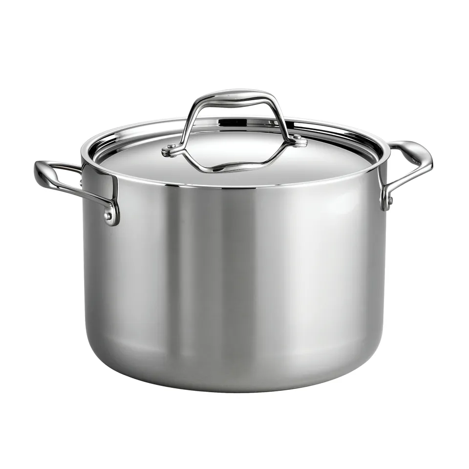 tramontina-signature-8-quart-tri-ply-clad-stainless-steel-covered-stock-pot-pfoa image 1