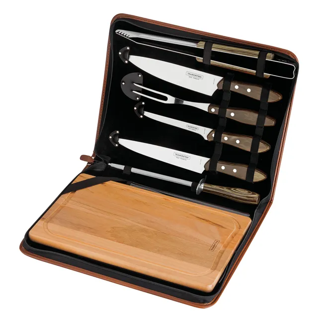 tramontina-churrasco-bbq-8-piece-carving-set-with-cutting-board-knives-and-carry image 1