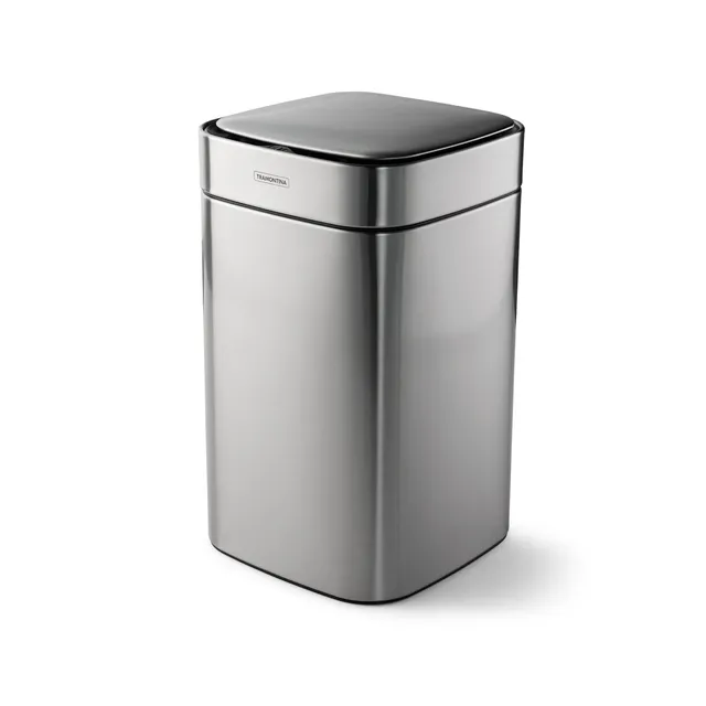 tramontina-3-17-gallon-stainless-steel-square-sensor-trash-can-with-stainless-st image 1