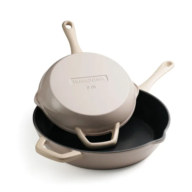 tramontina-9-inch-12-inch-enameled-cast-iron-skillet-set-2-piece-oven-safe-fry-p image 1