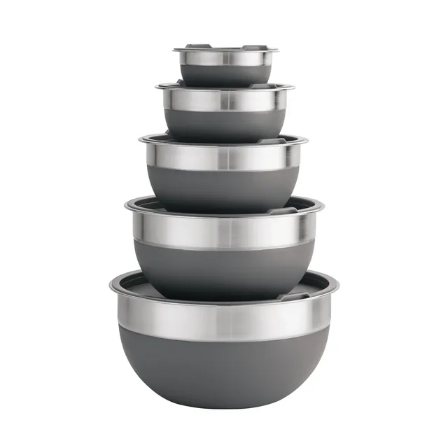 tramontina-gourmet-10-piece-stainless-steel-and-silicone-covered-mixing-bowl-set image 1