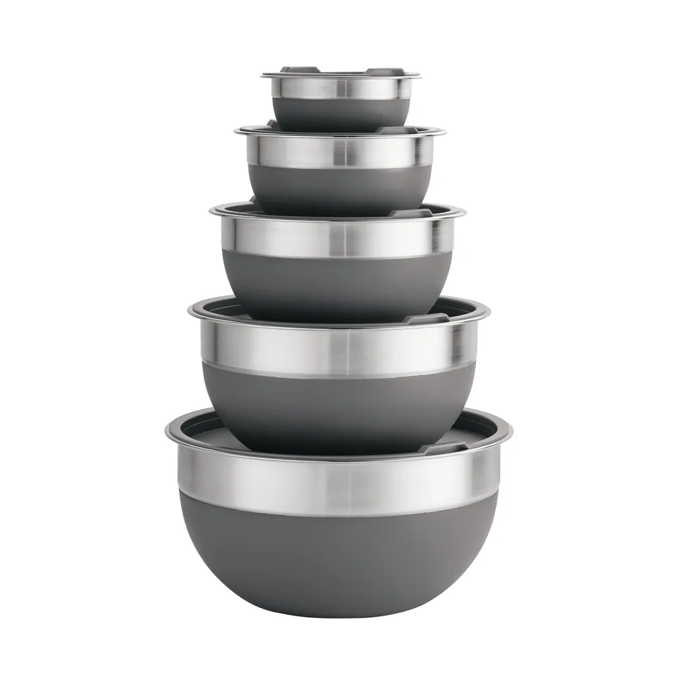 tramontina-gourmet-10-piece-stainless-steel-and-silicone-covered-mixing-bowl-set image 1