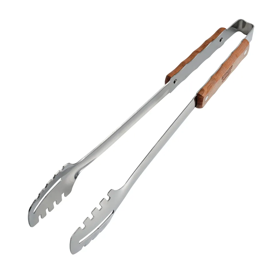 tramontina-churrasco-stainless-steel-bbq-tongs-with-wood-handle image 1