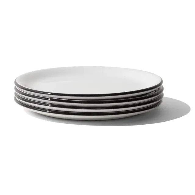 made-in-6-inch-bread-and-butter-plates-set-of-4-white-with-black-rim-alumina-vit image 1