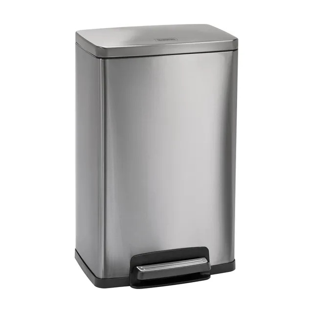 tramontina-13-gallon-rectangle-stainless-steel-step-trash-can-with-soft-close-li image 1