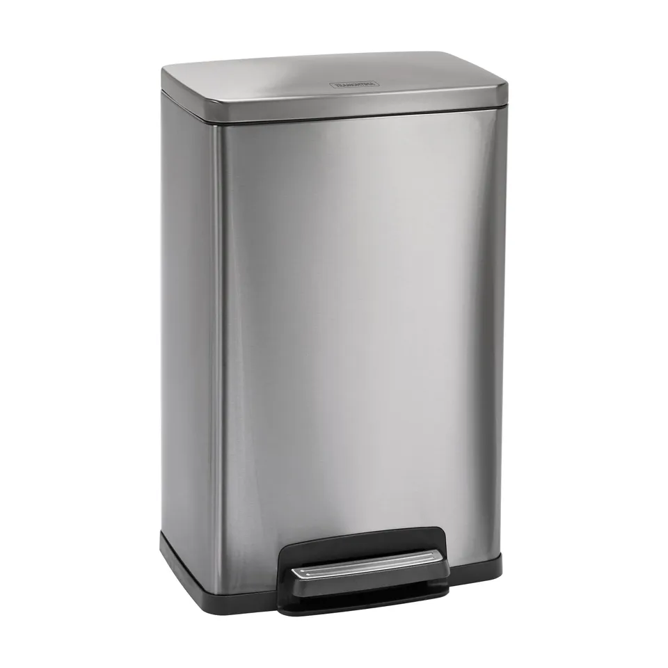 tramontina-13-gallon-rectangle-stainless-steel-step-trash-can-with-soft-close-li image 1