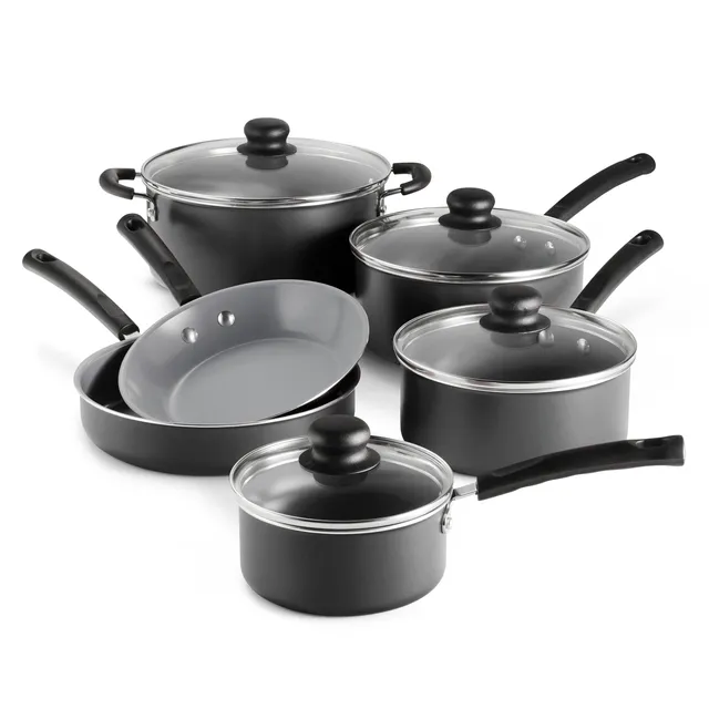 tramontina-10-piece-ceramic-nonstick-cookware-set-steel-gray-with-tempered-glass image 1