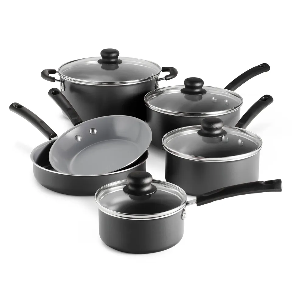 tramontina-10-piece-ceramic-nonstick-cookware-set-steel-gray-with-tempered-glass image 1